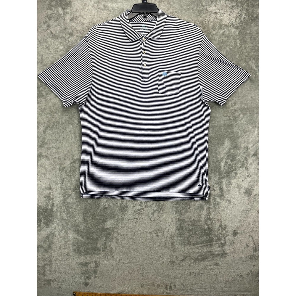Peter Millar Mens Polo Shirt XL Navy/White‎ Striped Short Sleeve Polo MS18K71P